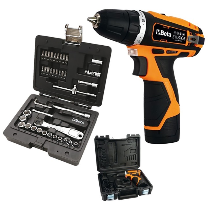 KIT TRAPANO AVVITATORE + SET CHIAVI A BUSSOLA avvitatore '1972/K12V-10' + cassetta 'BW903E/C42'