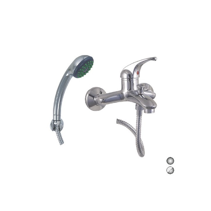 MONOCOMANDO VASCA DUPLEX CON DOCCETTA ANTICALCARE SERIE MARZIA Bianco Opaco -Cromo