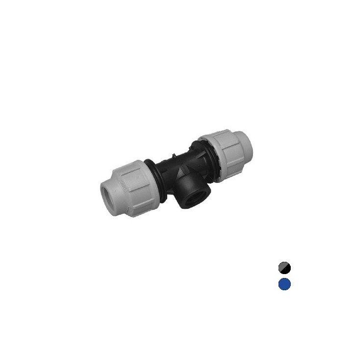 TEE A 90° C/DERIVAZIONE FEMMINA DIANFLEX RACCORDO PER POLIETILENE 3" x 90 Blu
