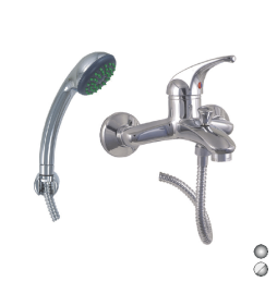 MONOCOMANDO VASCA DUPLEX CON DOCCETTA ANTICALCARE SERIE MARZIA Bianco Opaco -Cromo