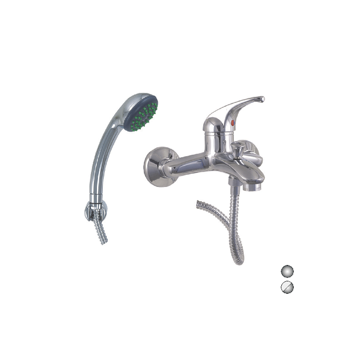 MONOCOMANDO VASCA DUPLEX CON DOCCETTA ANTICALCARE SERIE MARZIA Bianco Opaco -Cromo