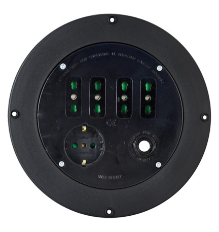 DISCO PER AVVOLGICAVO 4 prese 2P+T 16A bipas.+ 1 schuko