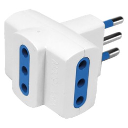 ADATTATORE TRIPLO pr.3 x 2P+T10A - sp.2P+T10A (busta appendibile)