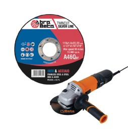 KIT MOLE ABRASIVE INOX/FERRO + SMERIGLIATRICE set 300 pz Ø 115 x 1,0 mm + Beta '1956-115'