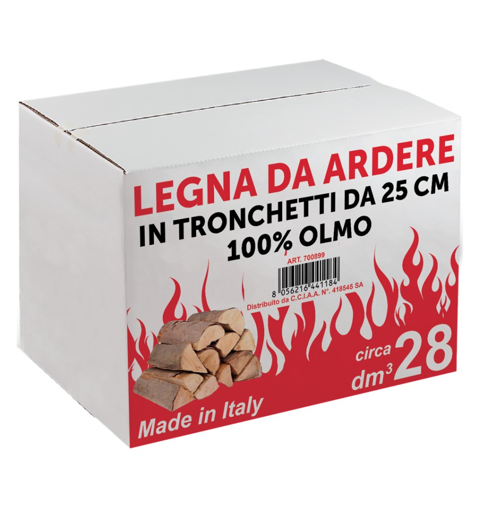 LEGNA DI OLMO DA ARDERE 28 decimetri cubi - in scatola