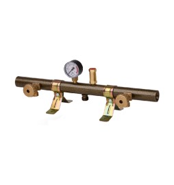 CENTRALINA GAS TUBOLARE 2 ELEMENTI CON MANOMETRO E VALVOLA W20x1/14"Sx