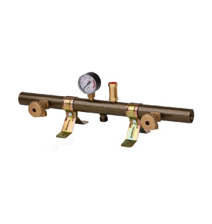 CENTRALINA GAS TUBOLARE 2 ELEMENTI CON MANOMETRO E VALVOLA W20x1/14"Sx