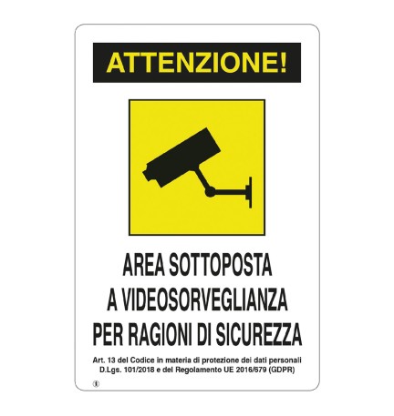 CARTELLO 'VIDEOSORVEGLIANZA' cm 20 x 30