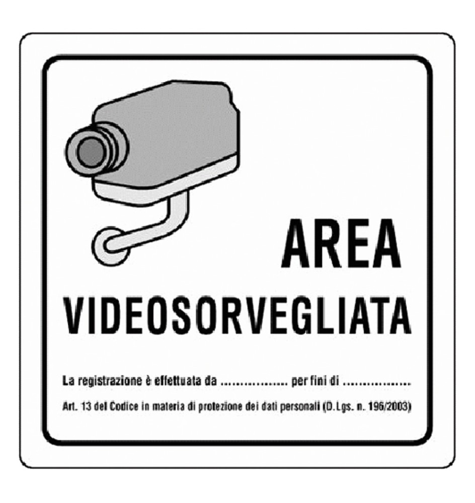 CARTELLO 'AREA VIDEOSORVEGLIATA' cm 20 x 20