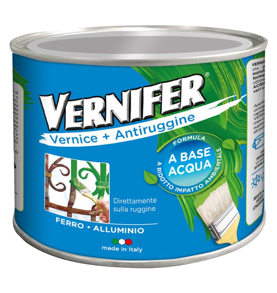 VERNICE ANTIRUGGINE BASE ACQUA 'VERNIFER' Ml. 500 - verde smer.brillan.(4605)