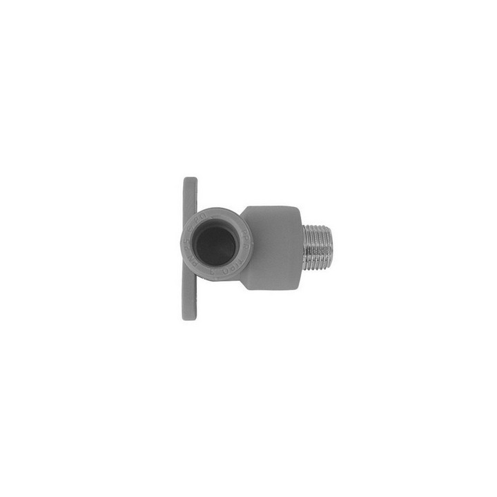GOMITO FILETTATO MASCHIO CON STAFFE IN POLIPROPILENE 1/2 x Diam. 20