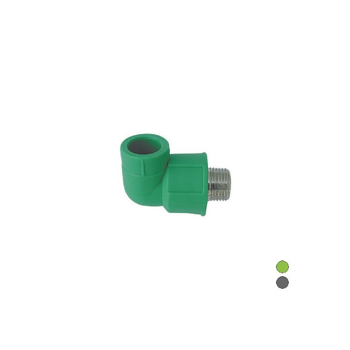 GOMITO FILETTATO MASCHIO IN POLIPROPILENE 3/4 x Diam. 25 Grigio