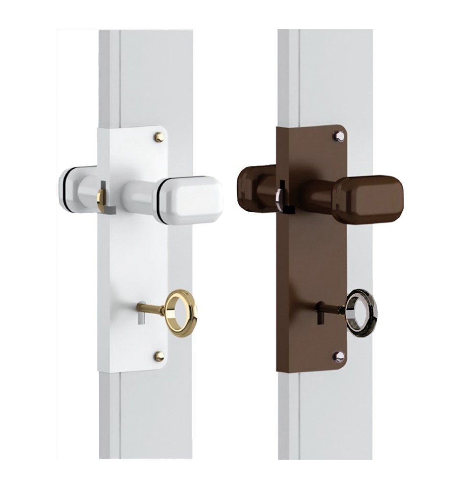 SERRATURA A GANCIO CON POMOLO colore bianco