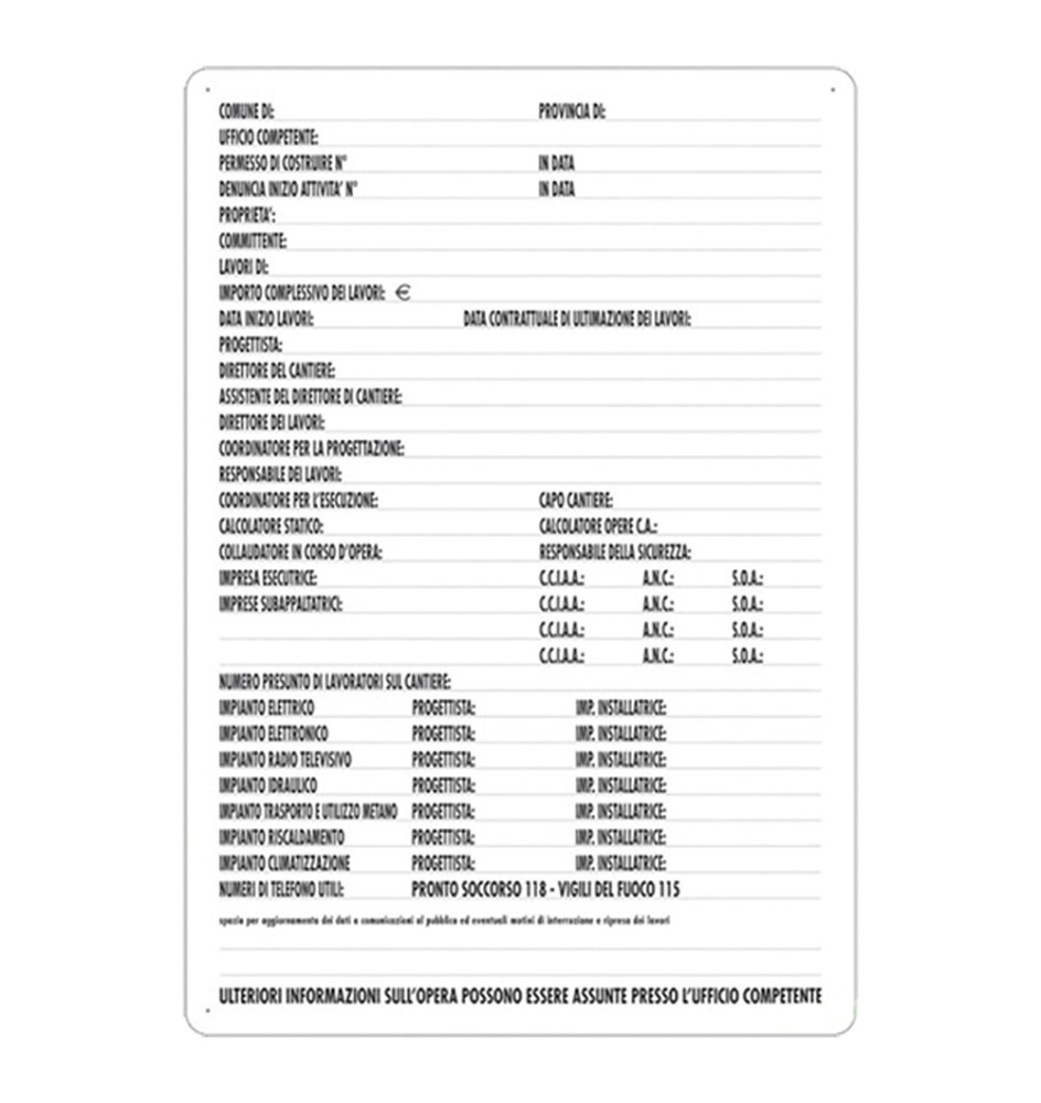 CARTELLO CONCESSIONE EDILIZIA cm 60 x 40