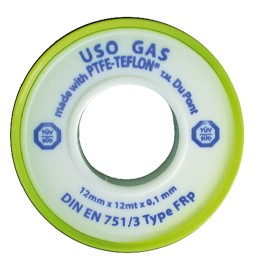 NASTRO TEFLON PER GAS 'PROFESSIONALE' 1/2x12 mt. x0,1 mm - cf. 10 rt.