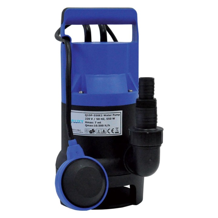 ELETTROPOMPA SOMMERGIBILE IN PVC 550 watt - 10500 litri/h - hp 0,75