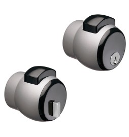 POMOLO PREMI/APRI 'NOVA N.13' verniciato argento/pulsante grigio