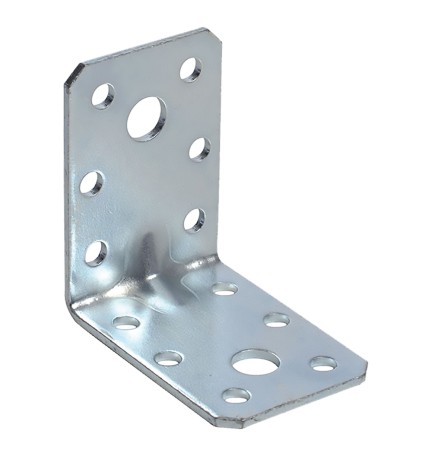 GIUNZIONE AD ANGOLO CON NERVATURA mm 85 x 85 x 65 - sp.2,5 cert.CE