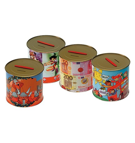 SALVADANAIO IN LATTA tipo piccolo - h.12 cm x Ø 11