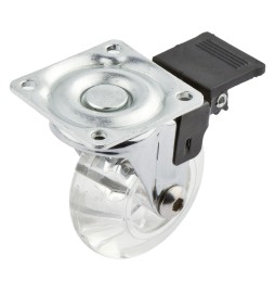 RUOTA PER MOBILI TRASPARENTE CON FRENO ø 50