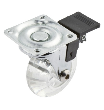 RUOTA PER MOBILI TRASPARENTE CON FRENO ø 50