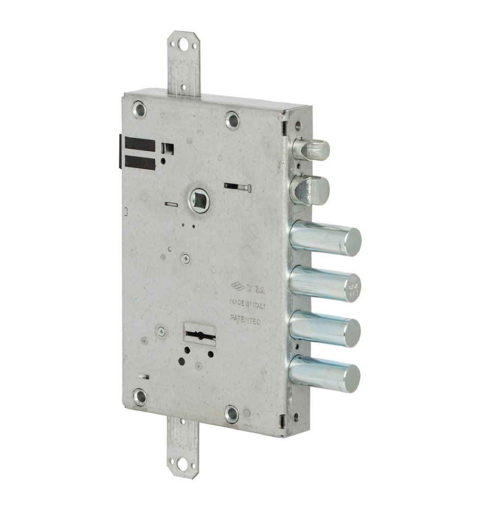 SERRATURA ELETTRICA DA APPLICARE TRIPLICE PER PORTE BLINDATE ART. 17515 E 64 -4 mand./4 caten. chiave lunga