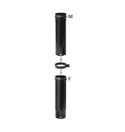 TUBO TELESCOPICO P/STUFA A PELLET D 8 CM NERO OPACO