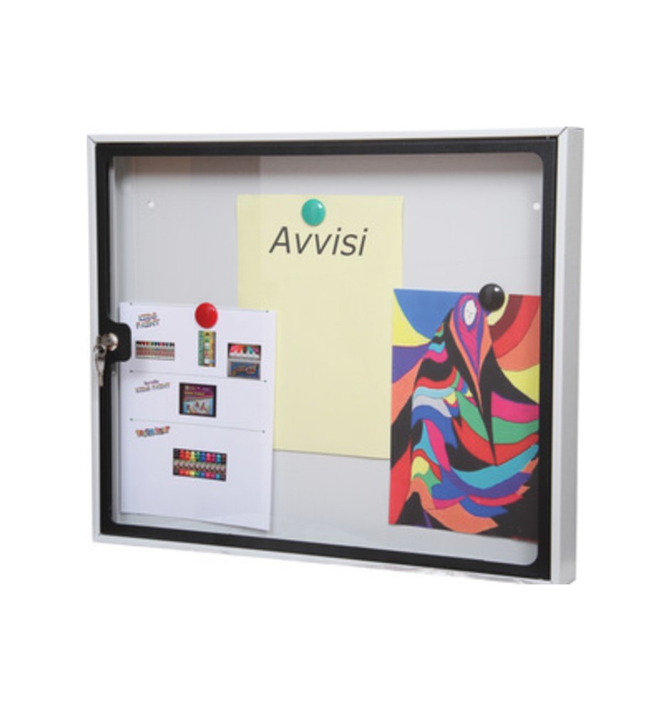 BACHECA FONDO MAGNETICO 58X6X48 CM SILVER NERO