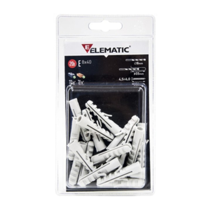 ELEMATIC BLISTER TASSELLO E/VA 8X40 MM VITE 10+10 PZ*