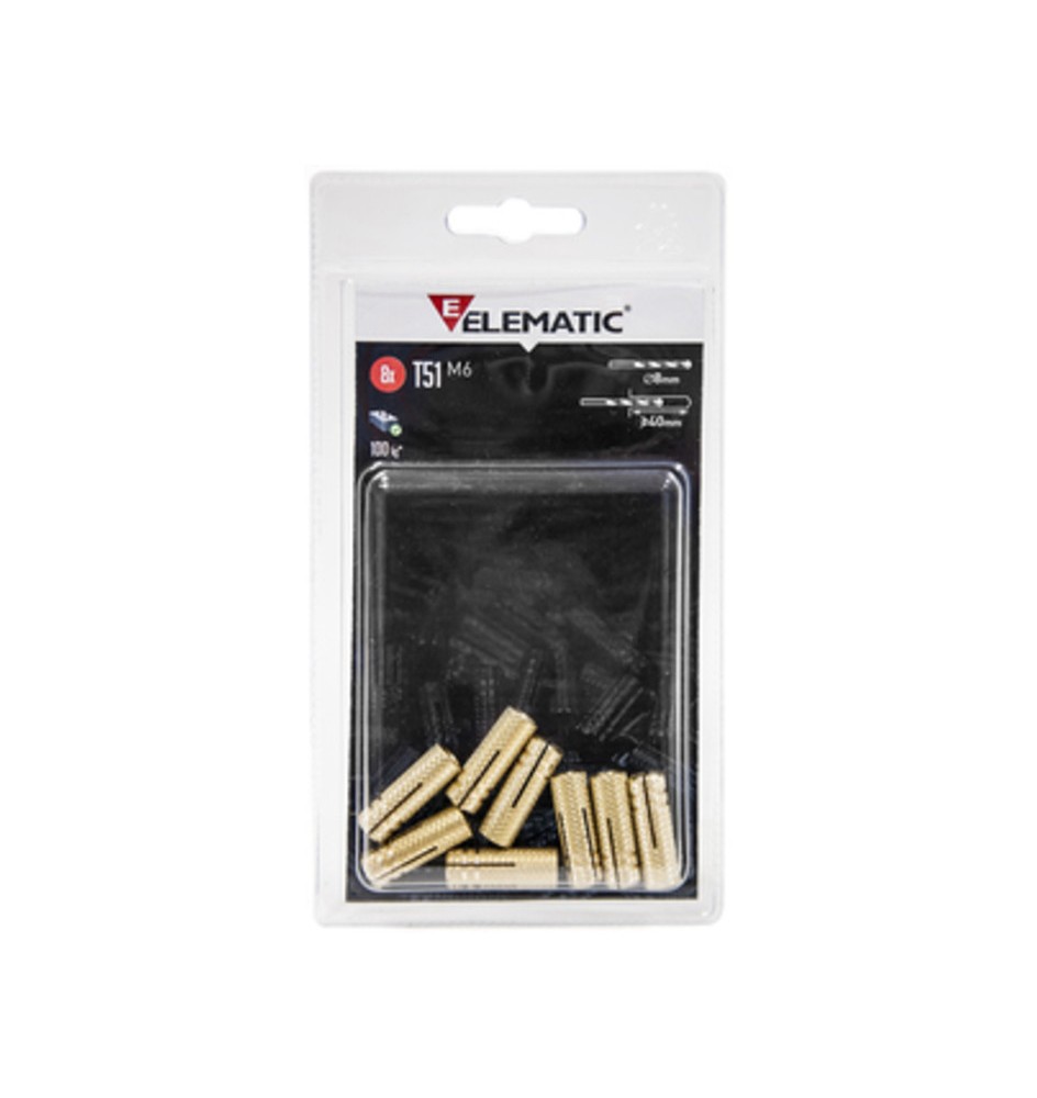 ELEMATIC BLISTER TASSELLO T51 M6 OTTONE 8 PZ