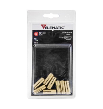 ELEMATIC BLISTER TASSELLO T51 M8 OTTONE 6 PZ