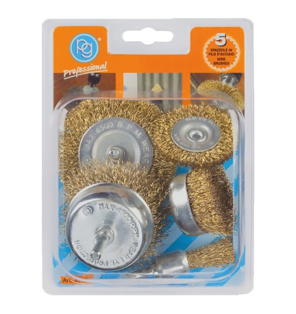 SET SPAZZOLE PER TRAPANO set 5 pezzi