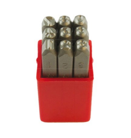 PUNZONI IN ACCIAIO SERIE 9 NUMERI 8X75 MM