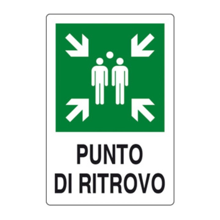 TARGA PUNTO DI RITROVO 300X200 ALLUMINIO NORMA EU