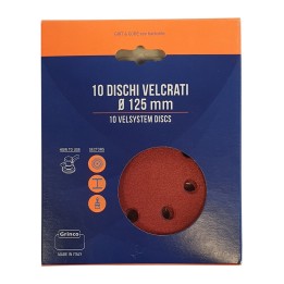 DISCO ABRASIVO VELCRO 8 FORI D 125 MM GR 80 CF 10