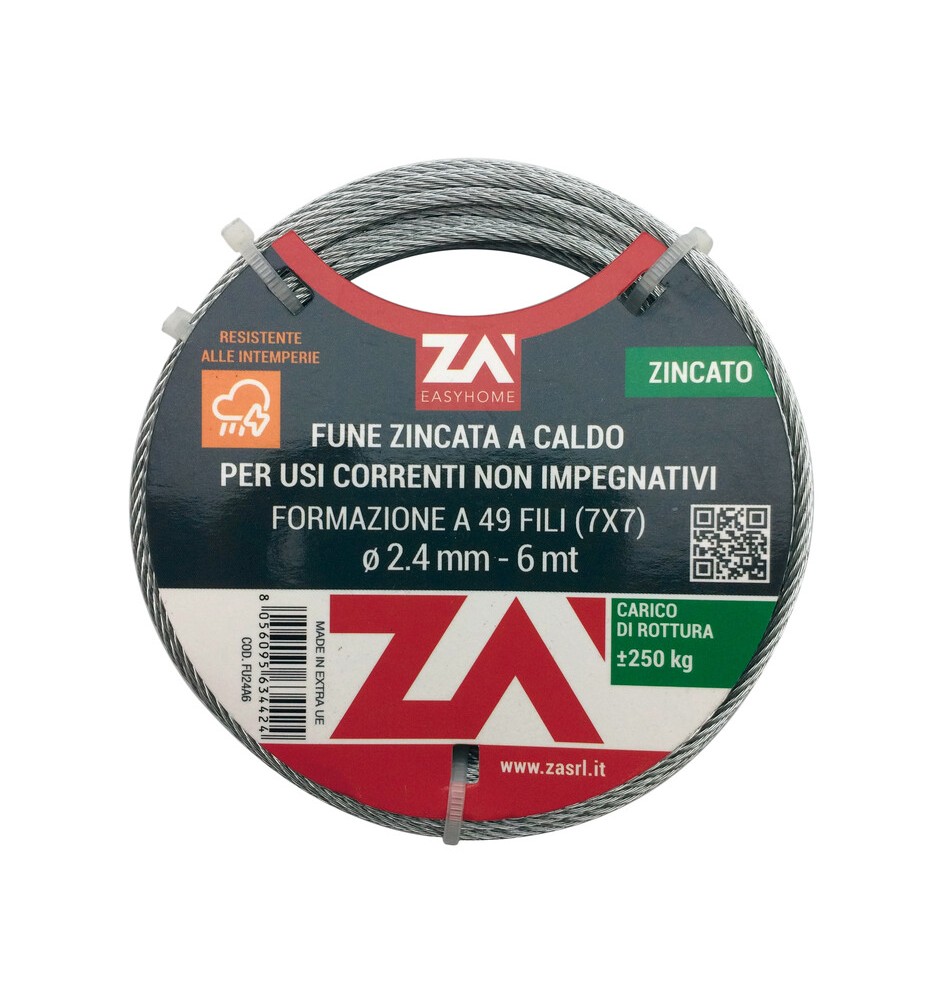 FUNE ACCIAIO ZINCATO ANTIGIRO 133F D 3 25 M