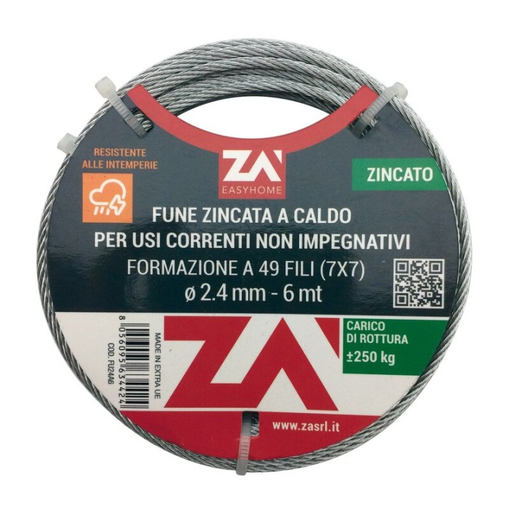 FUNE ACCIAIO ZINCATO ANTIGIRO 133F D 4 25 M