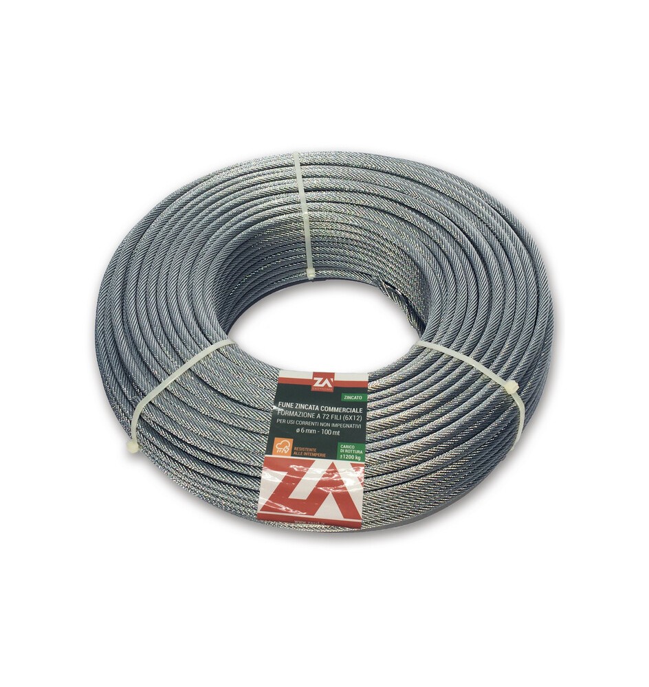 FUNE ACCIAIO ZINCATO ANTIGIRO 133F D 4 100 M