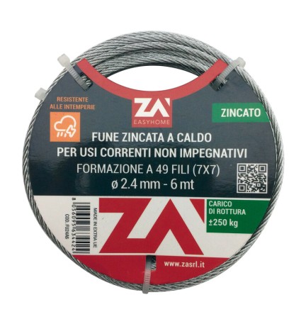 FUNE ACCIAIO ZINCATO ANTIGIRO 133F D 5 25 M
