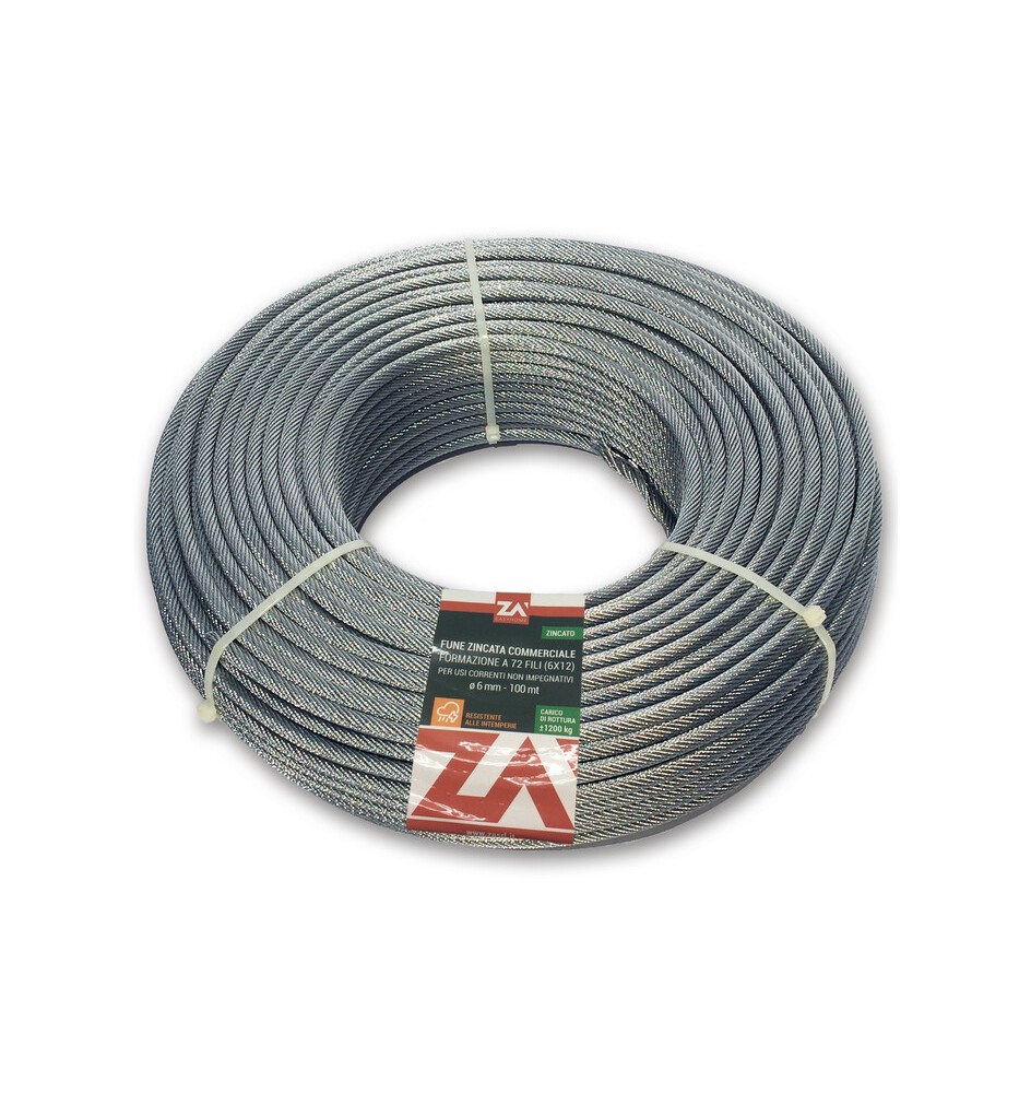 FUNE ACCIAIO ZINCATO ANTIGIRO 133F D 5 100 M