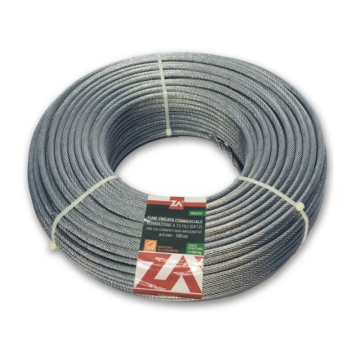 FUNE ACCIAIO ZINCATO ANTIGIRO 133F D 5 100 M