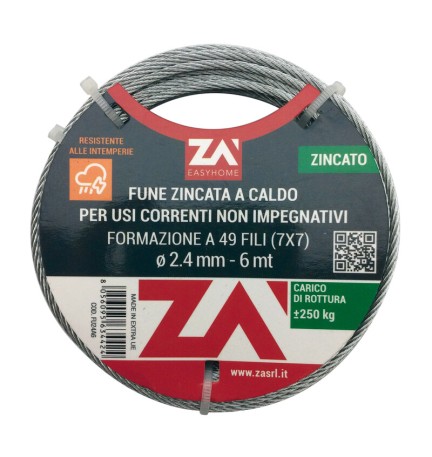 FUNE ACCIAIO ZINCATO ANTIGIRO 133F D 6 25 M