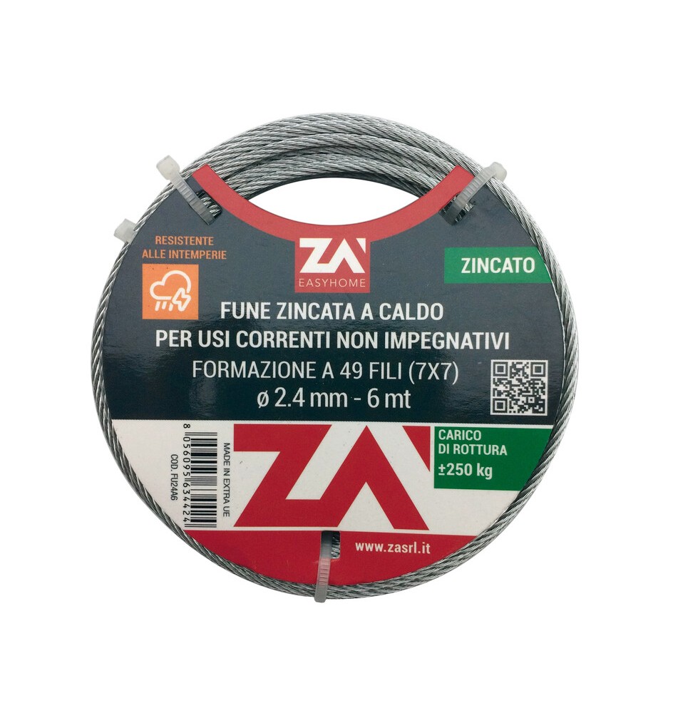 FUNE ACCIAIO ZINCATO 19F D 1,2 MM 25 M