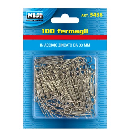 FERMAGLI PER CARTA metallo plastificato mm.33 - 100 pz