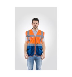 GILET ALTA VISIBILIT ARANCIO/BLU LASER TG. XL