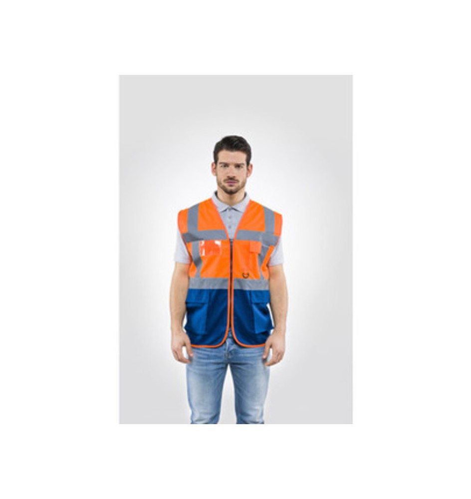 GILET ALTA VISIBILIT ARANCIO/BLU LASER TG. XL