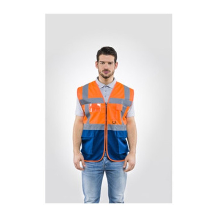 GILET ALTA VISIBILIT ARANCIO/BLU LASER TG. XL