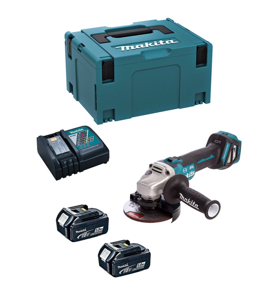 SMERIGLIATRICE ANGOLARE A BATTERIA 'DGA513RTJ' 18V batt.5,0 Ah Litio - 2 batterie