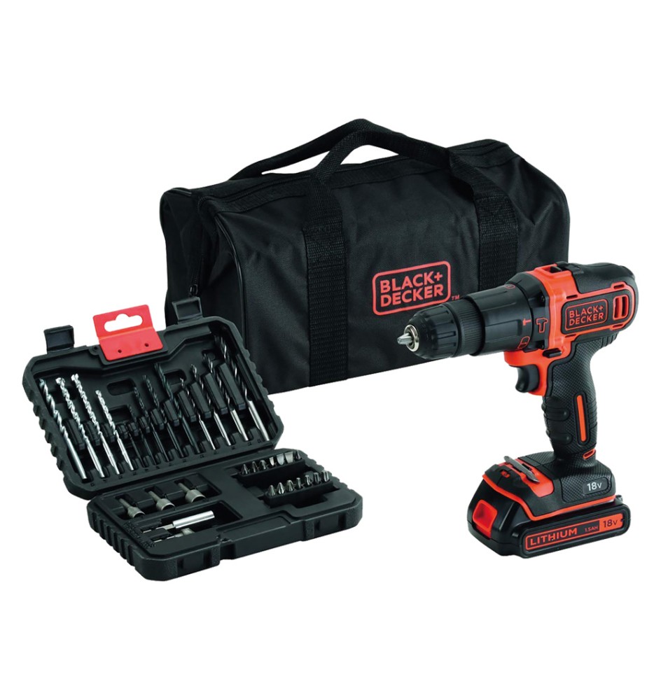 TRAPANO AVVITATORE A BATTERIA CON PERCUSSIONE 'BDCHD18S32-QW' 18V - 1,5 ah Litio