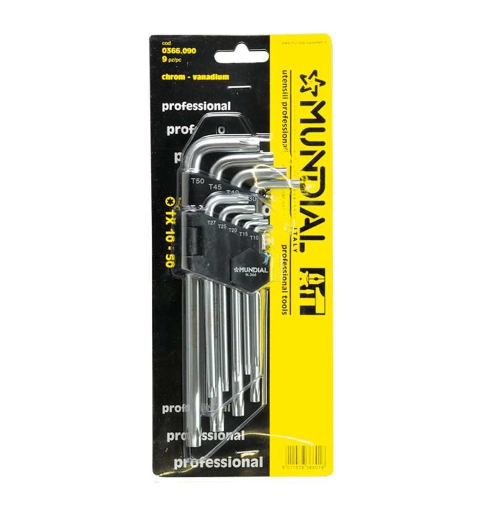 CHIAVI TORX IN SERIE CON FORO (T10-T50) 9 pezzi